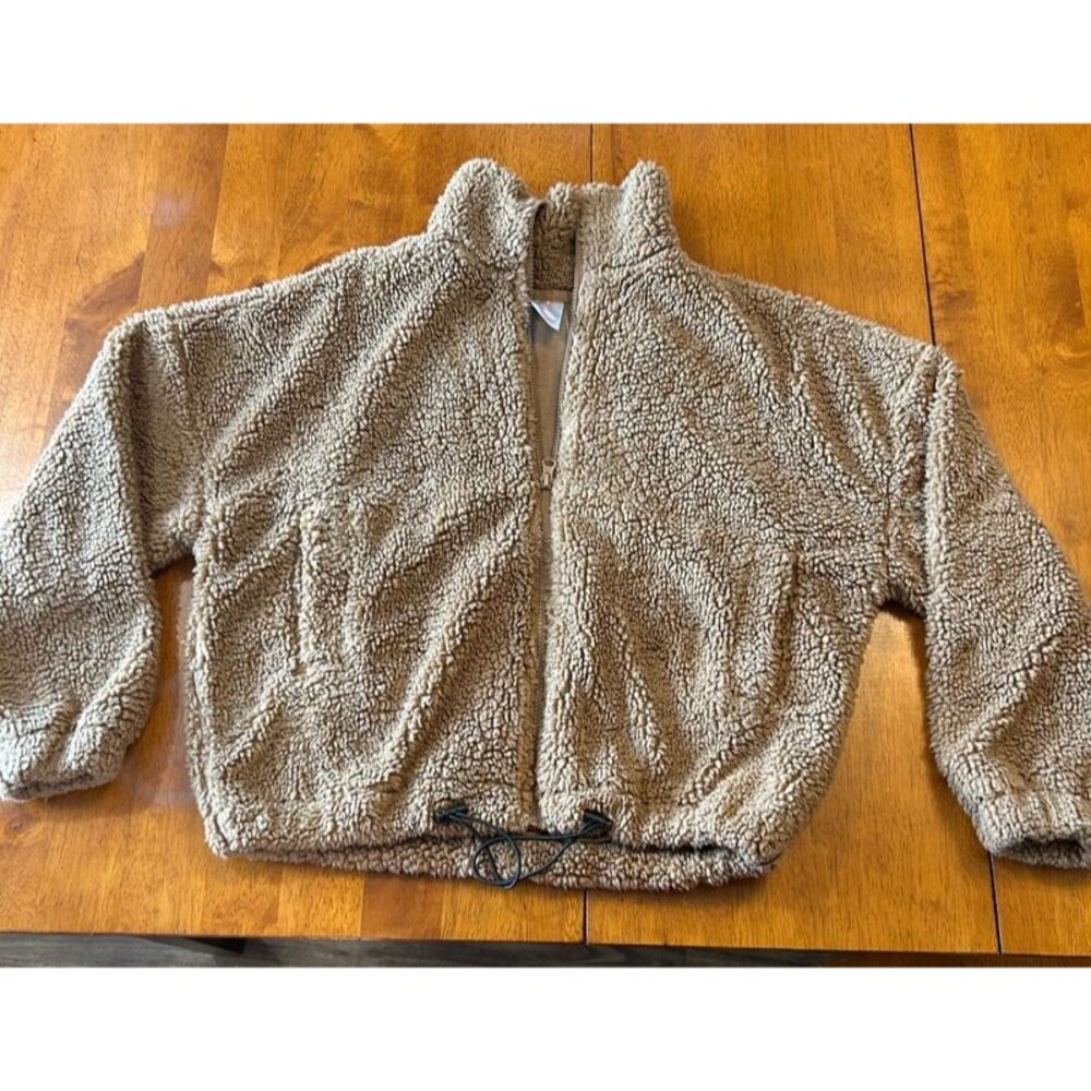 No Boundaries Tan Sherpa Fleece Zip Jacket Size Small